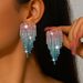 Unisex Fashion Color Earrings Full Diamond Long Tassel Heart Earrings For Women Temperament Water_ipsvogv.com
