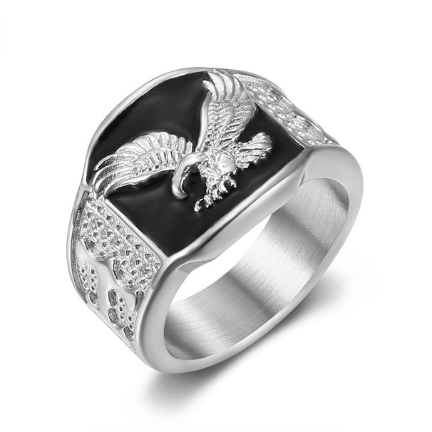 Men's Jewelry Set Fashion Stainless Steel Gold Plated Wings Flying Domineering Men's Ring_ipsvogv.com