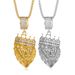 Hip Hop Jewelry Titanium Steel Gold-Plated Diamond-Studded Crown Lion Head Pendant Necklace_ipsvogv.com