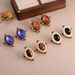 French Retro Glass Oval Earrings Personalized Diamond Court Style Personalized Earrings Tiger Eye High Grade Earrings For Women_ipsvogv.com