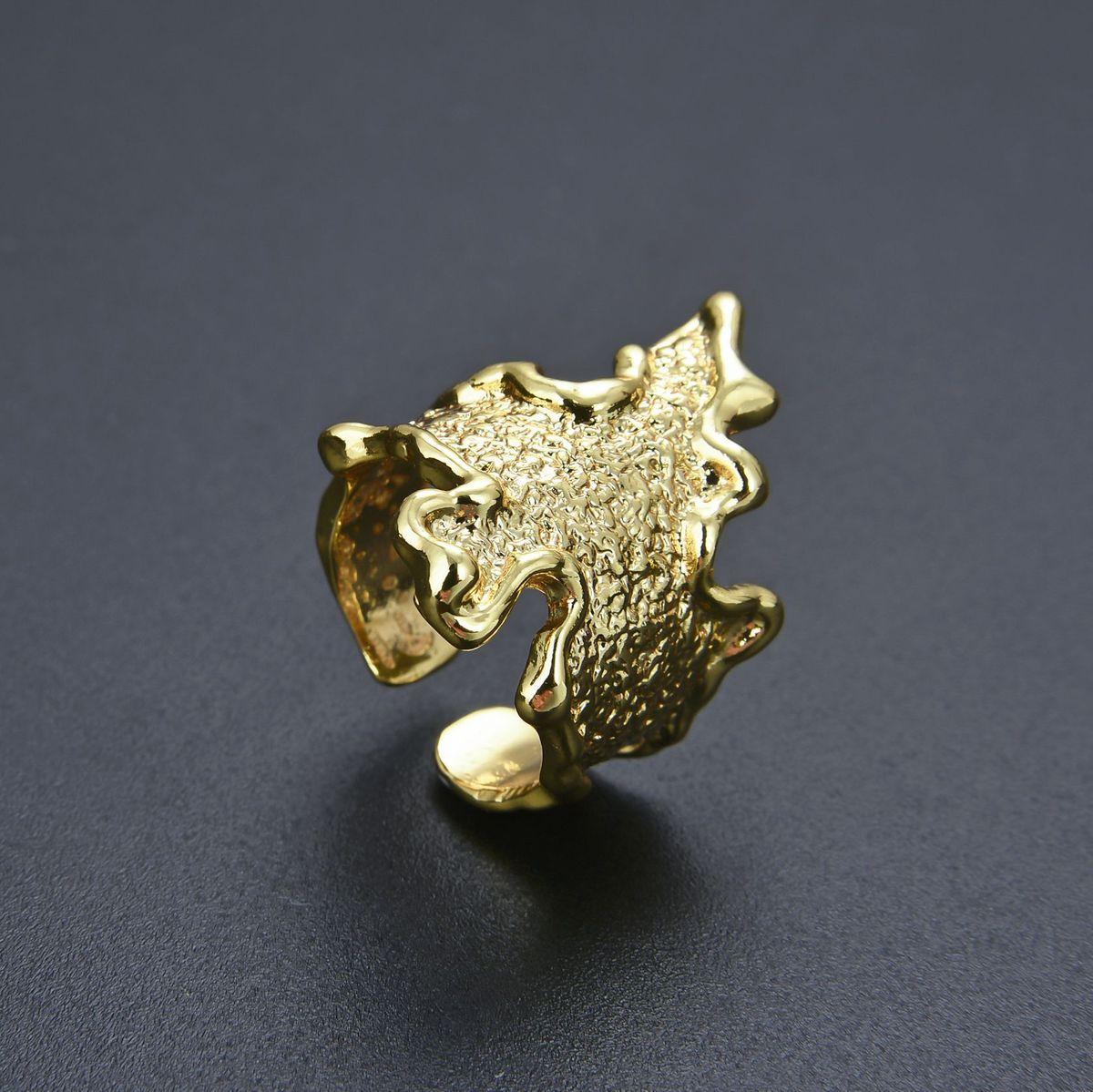Women’s Jewelry Set Fashion New Style Temperament INS Niche Design Minimalist Dark Irregular Texture Surface Flame Opening Ring Female_ipsvogv.com