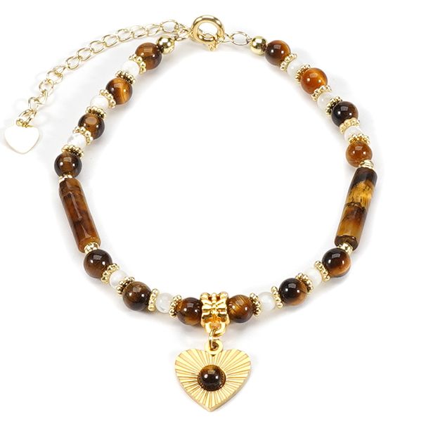 Love Tiger Eye Pendant Shell Tiger Eye Stone Natural Stone Bracelet Necklace Clavicle Chain_ipsvogv.com