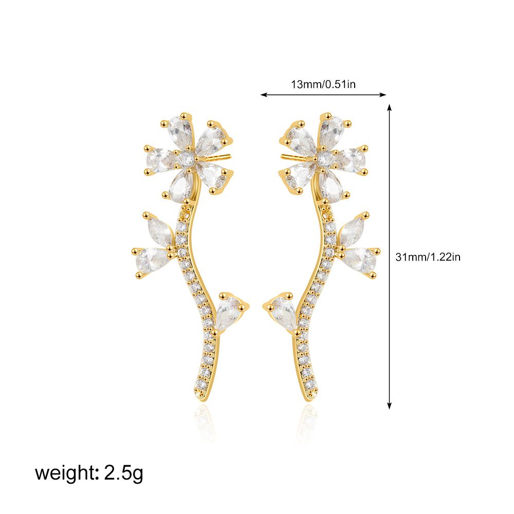 Unisex Colored Zircon Earrings Versatile Ice Flower Earrings Niche Full Zircon Earrings_ipsvogv.com