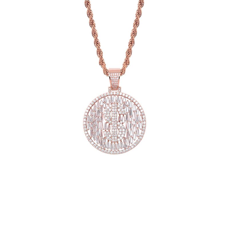 Hip Hop Dollar Symbol Personality Pendant Real Gold Electroplated Full Zircon Hip Hop Trendy Necklace Accessories_ipsvogv.com