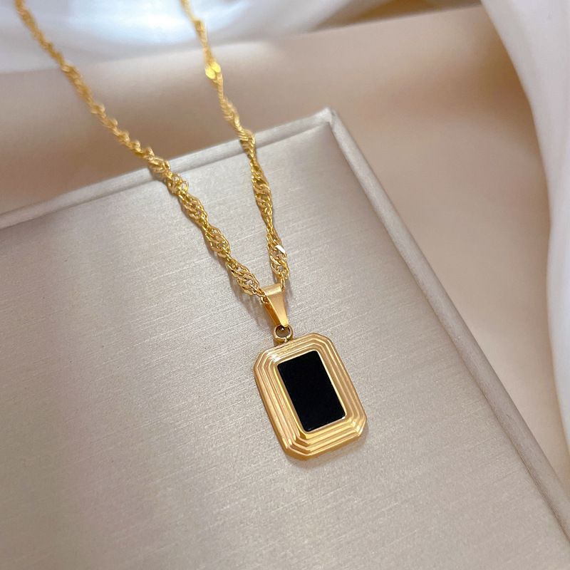 【 Full Body Titanium Steel 】 Cool And Cool Style Square Personality Minimalist. True Gold Necklace In The Furnace._ipsvogv.com