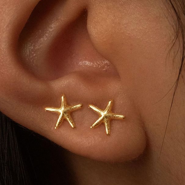 Hot Selling Fashion Simple Brass Real Gold Electroplated Small Starfish Earrings Exquisite And Lightweight Ladies Earrings_ipsvogv.com