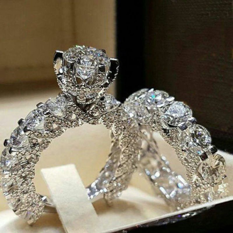 New Accessories Fashion High Grade Diamond Full Zircon Pair Ring Design Copper Women's Engagement Wedding Set_ipsvogv.com