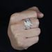 Men's Hiphop Geometric Ring With Diamond Accents, Silver Tone, Sizes 8-10 Ring Style Hip Hop Street Trend Men's Jewelry_ipsvogv.com