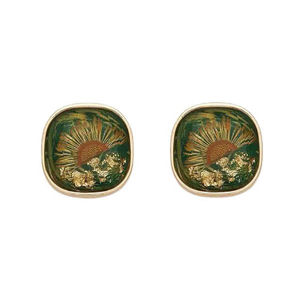 French handmade earrings tea style vintage resin dried flowers silver needle earrings niche earrings_ipsvogv.com