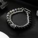 Trendy Yellow Tiger Double Layer OT Buckle Titanium Steel Bracelet Natural Matte Map Stone High-end Versatile Men's_ipsvogv.com