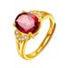 Korean Version Plated For Women's Living With Garnet Inlay, Adjustable Opening Red Ring_ipsvogv.com
