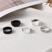 Combination Simplified Gun Black Two Color Large Ring 5-piece Set_ipsvogv.com
