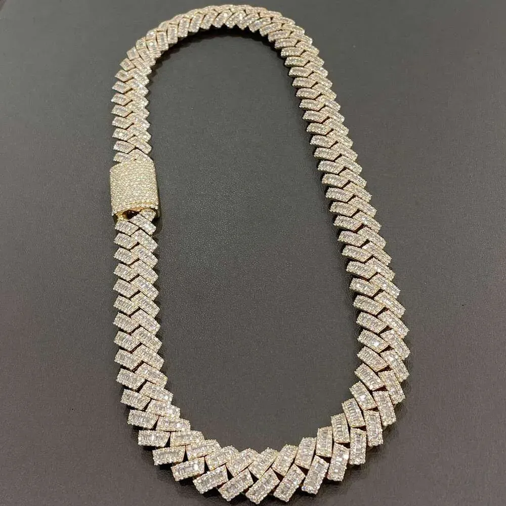 15mm Hip Hop VVS Dia Baguette Cuban Link Chain Moissanite Sier Jewelry Box Necklaces Hiphop_ipsvogv.com