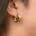 INS Wind Irregular Hammer Pattern Set With Zircon Stone Pearl C-shaped Gold Stainless Steel Earrings_ipsvogv.com