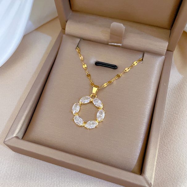 Titanium Steel 【 】 Simple Temperament Zircon Light Luxury Circular Collarbone Chain Small Ins Internet Famous Titanium 【 】_ipsvogv.com