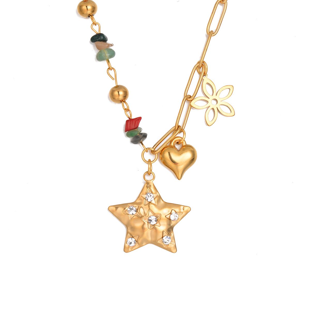 Wholesale Jewelry Elegant Lady Heart Shape Titanium Steel Diamond Inlay Pendant Necklace_ipsvogv.com